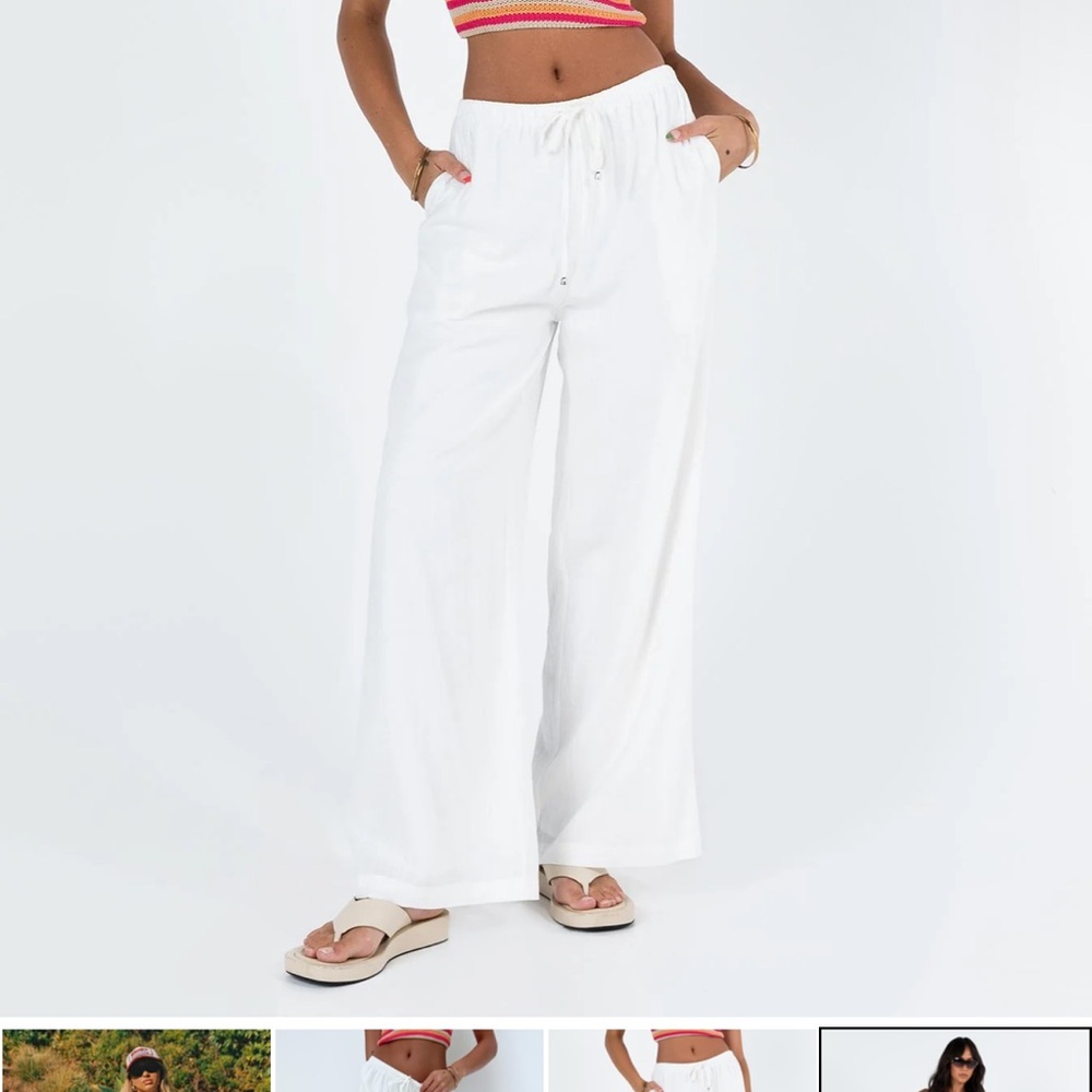 Ogilvie Linen Blend Pants White - Princess Polly